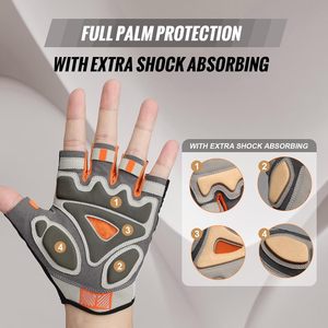 ถุงมือปั่นจักรยานแบบยืดหยุ่นครึ่งนิ้วถุงมือจักรยานกันลื่นดูดซับแรงกระแทกถุงมือปั่นจักรยาน MTB/ถนนสำหรับผู้ชาย/ผู้หญิง - Product Image 4