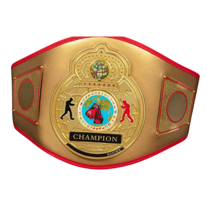 Ceinture de champion de boxe Gold Champion avec détails rouges, ceinture de championnat de lutte de qualité supérieure pour le sport et la présentation aux collectionneurs - Product Image 3