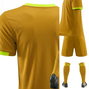 Conjunto de Camiseta de Fútbol Personalizada para Hombre, Estampado Geométrico Amarillo, Manga Corta, Poliéster que Absorbe la Humedad, Uniforme para Adultos, Todas las Temporadas - Product Image 5