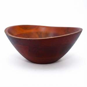 Elegante tazón para servir de 10.5 x 4.5 pulgadas, tazón de madera de mango con acabado cerezo para frutas y ensaladas, tazón decorativo de madera para la mesa. - Product Image 1