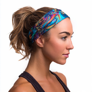 Diadema rubia champán estilo cola de caballo para correr, banda para el pelo de sublimación para mujer - Product Image 1