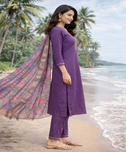 FANCY RAYON CHICKENKARI WORK ONLY <b>KURTI</b> MAROON - Product Image 2