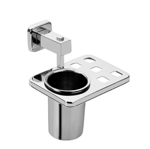 Minimalist silver metal bracket mounts directly to the wall to <b>suspend</b> razors and toothbrushes, available at wholesale prices. - Product Image 3