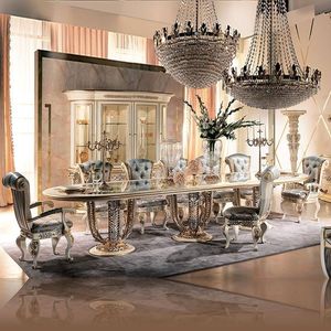 Juego de Comedor de Lujo Majestic Plaza, Tallado a Mano en Madera de Teca, Estilo Barroco Real Moderno, para Apartamento, Palacio, Villa, Hotel, Muebles Clásicos - Product Image 1