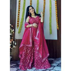 Robe de soirée Indo Western pour fêtes Foil Mirror and Thread Work - Product Image 6