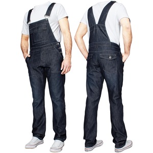 Overoles de mezclilla ajustados informales para hombre, suaves y cómodos, con correas ajustables, estilo urbano a la moda - Product Image 1