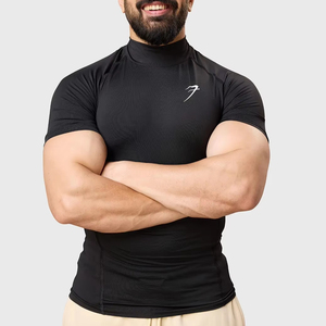 athletic gym compression tshirt men workout fitness tee quick dry stretch sportswear supplier - Product Image 1