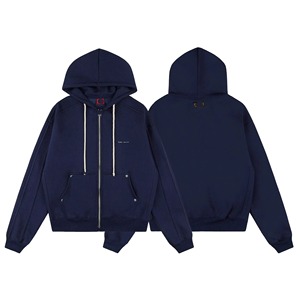Wholesale Custom Logo Streetwear Boxy Two Way Zippers Hoodie Fleece <b>Zip</b> <b>up</b> Hoodie - Product Image 1
