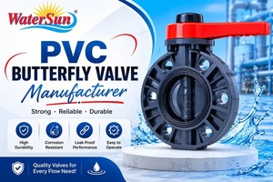 วาล์วควบคุมการไหลของน้ำแบบมือโยก ยี่ห้อ Watersun รุ่น UPVC แบบเวเฟอร์ คุณภาพสูง สีแดง/ดำ ขนาดเส้นผ่านศูนย์กลาง 50 มม. - Product Image 6