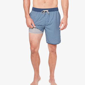 Short de bain pour homme à séchage rapide, imprimé géométrique, taille mi-haute avec cordon de serrage, en tissu tissé, longueur courte, style décontracté - Product Image 3