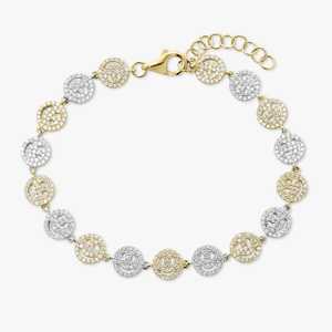 Bracelets Smiley Diamantés en Or Massif 14K 18K, Sertissage Pavé, Diamants Ronds de Laboratoire, Bicolores, Luxe, Réglables 7 pouces, Solitaires, Fermoir Mousqueton - Product Image 3