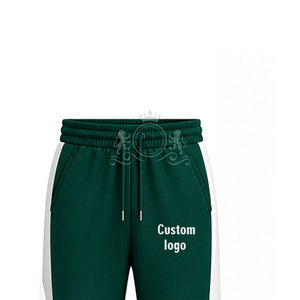 Custom Logo Green White Color Blocking Tracksuit 100% Set Full <b>Zip</b> <b>Hooded</b> 450 Gsm Sweatshirt Pants - Product Image 6