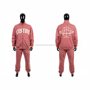 Conjunto Deportivo Personalizado para Hombre, con Cremallera Frontal, Estampado de Letras, Informal, para Otoño, 2 Piezas, Pantalones Jogger Transpirables - Product Image 3