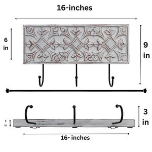 Elegante Porta Llaves Decorativo de Madera Tallada, Acabado Blanco, Hecho a Mano, para Entrada, de Madera Sintética - Product Image 6