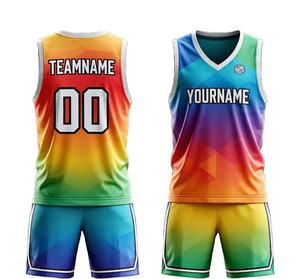 Ensemble d'uniformes de basket-ball pour hommes, dernier design, personnalisable avec logo d'équipe, 100% polyester, séchage rapide, pas cher - Product Image 1