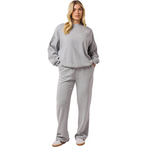 Sudadera de Invierno para Mujer, Oversize, Color Sólido, 100% Algodón Ecológico, Lavado Ácido, Estampada, Larga - Product Image 1