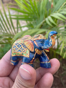 Hand Carved Hand Painted Eco-Friendly Lapis Lazuli <b>Elephant</b> Figurine Statue Lucky Gemstone Halloween Christmas <b>Decor</b> OEM ODM - Product Image 2