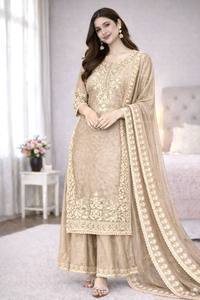 Women Traditional Indian Pakistani Wedding Floor-Length Embroidered Needle-Detecting Salwar <b>Suit</b> Set Polyester Regular Fit All - Product Image 5