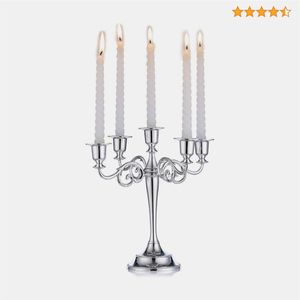 Elegant 3 Arm Silver <b>Candelabra</b> Metal Candle Holder Stand Classic Candelabrum For Luxury Dining Room Decoration Wedding Gifts - Product Image 4