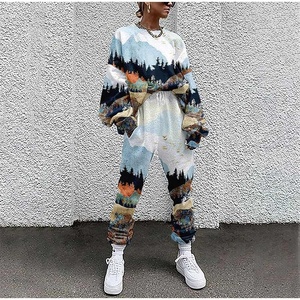 Factory Custom <b>Tie</b> <b>Dye</b> Women's Tracksuit Drawstring Long Sleeve 2 Piece <b>Set</b> High Waist Running Suit 2021 Casual <b>Sets</b> Sweat Suit - Product Image 2