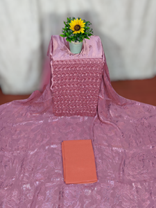 ผ้าชีฟองไหมแท้ 100% คุณภาพดีเยี่ยม ลายดอกไม้ สำหรับตัดชุดงานเลี้ยง แบรนด์ Fransawi Dirac เป็นมิตรต่อสิ่งแวดล้อม - Product Image 2