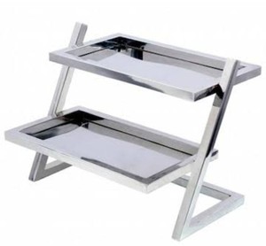 Soporte/expositor de dos niveles de acero inoxidable para mostrador/buffet/organizador. - Product Image 1