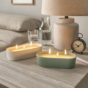 Recipiente de Cerámica Premium para Velas, Forma Ovalada, Superficie Amplia, Resistente al Calor, Pared Gruesa, Acabado Liso, Decoración para el Hogar, Soporte para Velas de Varias Mechas - Product Image 3