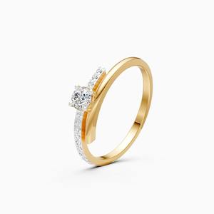 Anillo Solitario con Curva Ondulada y Diamantes Cultivados en Laboratorio de 0.279 Quilates en Oro Amarillo de 9K, Oro Blanco y Oro Rosa - Product Image 3