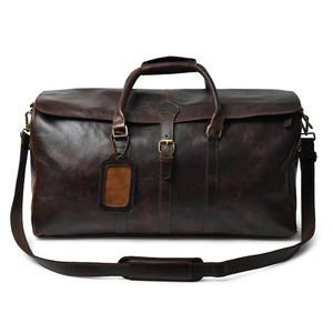 Sacs de voyage en cuir véritable vintage faits à la main, grande capacité, pour la gym, le sport, les week-ends, avec fermeture éclair, sacs de voyage personnalisés pour les vacances - Product Image 4