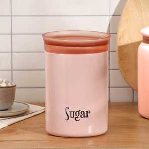 Récipient à sucre rond en plastique rose, design hermétique, style minimaliste, capacité de 6 à 10 L pour le rangement en cuisine - Product Image 1