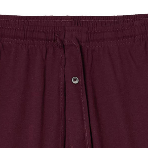 Deep Burgundy Tonal <b>Drawstring</b> Men Jersey Lounge Pyjama Pants Button Fly Elastic Waist <b>Trouser</b> - Product Image 5