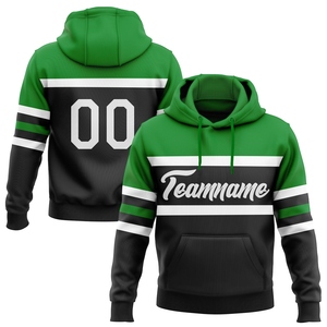 เสื้อฮู้ดดี้แบบสวมหัวสำหรับเล่นกีฬา ลายเส้นสีดำ ขาว-เขียวหญ้า ดีไซน์ใหม่ ตัดเย็บตามสั่ง ขายส่งโดยตรงจากโรงงาน - Product Image 1