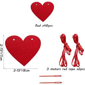Ghirlanda di Cuori per San Valentino, Striscioni di Cuori in Feltro Rosso e Rosa, Ghirlande per Matrimoni, Anniversari, Caminetti - Product Image 2