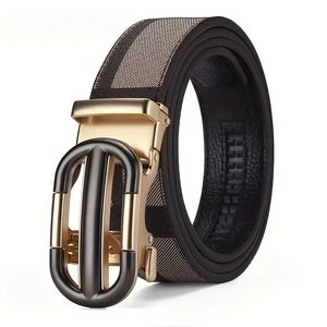Cinturón de Moda Versátil de Alta Gama para Hombre con Hebilla Automática Resistente y Duradera, Diseño Impreso en Aleación Hueca - Product Image 1