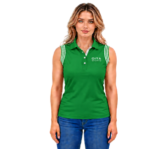Polo sans manches vert émeraude pour femme, coupe ajustée, col patchwork, idéal pour l'équitation et l'entraînement, personnalisable, vente en gros - Product Image 1