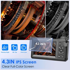 Telecamera Endoscopica 1080P con 8 LED, Schermo Colorato da 4,3 Pollici, Cavo Semi-Rigido da 5 Metri, Impermeabile IP67, Strumento per Ispezione Auto - Product Image 2