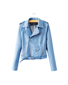 Chaquetas Gruesas con Cuello en V y Cremallera para Mujer, Chaqueta de Motocicleta Transpirable Estándar para Mujer, Chaqueta de Cuero Genuino con Cremallera para Todas las Temporadas - Product Image 2