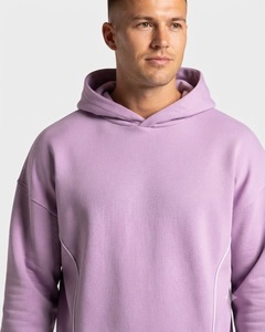 Wholesale Men's Pink <b>Oversized</b> Contrastline Custom Tracksuit Set Premium Quality Cotton Fleece Hoodie & Wide Leg <b>Sweatpants</b> - Product Image 3