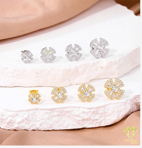 Pendientes de Plata de Ley 925 con Cruz de Diamantes Moissanite, Tono Dorado, Joyería Fina Brillante para Mujer, Venta al Por Mayor - Product Image 2