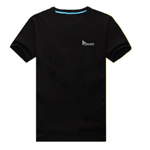 Camiseta de Manga Corta con Cuello Redondo Negra para Hombre, Corte Regular, Informal, de Algodón, Tejido Liso Teñido, Diseño Sencillo, Transpirable - Product Image 1