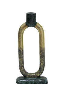 Portavelas Metálico Rústico con Acabado Verde Dorado, Diseño Ovalado en Forma de Lazo, Soporte Decorativo para Velas, Pieza Decorativa para Mesa, Adorno Único para el Hogar - Product Image 3