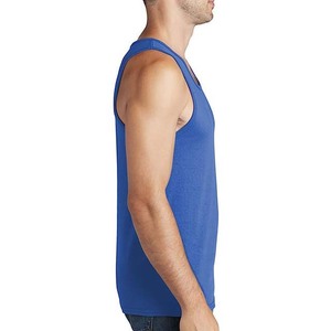 Débardeur sans manches bleu uni pour homme, col rond, tissé 100% polyester, écologique, vêtements décontractés - Product Image 4