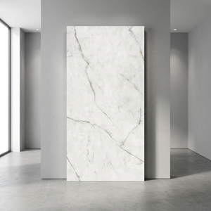 Carreaux de dalle en pierre frittée haute brillance blanche Fludic 1600x3200mm 64x128in mur de sol incassable porcelaine de granit artificiel - Product Image 4