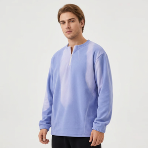 เสื้อสเวตเชิ้ตแขนยาวผู้ชาย ผ้าฟลีซ คอโอ ซิปครึ่งตัว ทรงลำลอง สีพื้น ทรงหลวม ผลิตในบังกลาเทศ - Product Image 3
