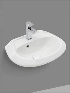 Sleek <b>Small</b> Oval Ceramic Bathroom <b>Sink</b> Wall Hung Smile Hand Wash Basin Modern Minimalist Cloakroom Toilet Lavatory Vessel - Product Image 2