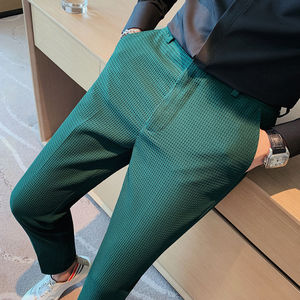 Pantalon de costume décontracté pour homme, coupe slim, sans repassage, taille élastique, coupe droite, style business - Product Image 4