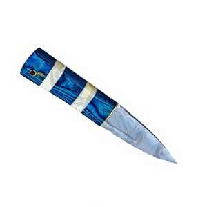 Cuchillo de hoja fija de acero de Damasco de grado industrial, diseño vikingo, con punta de lanza y grabado láser, OEM personalizado - Product Image 6