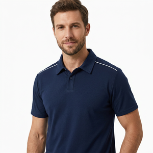 Polo de Manga Corta Azul Marino para Hombre, 100% Poliéster, Secado Rápido, Corte Regular Informal, Color Sólido, Tejido de Punto, Ecológico - Product Image 5