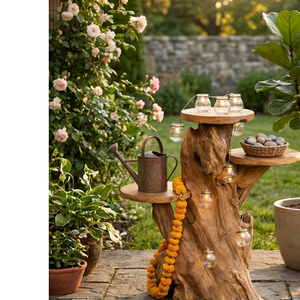 Support de présentation en racine de teck biologique de luxe, artisanal, en bois massif, pour intérieur/extérieur, décoration de la maison pour Diwali - Product Image 5