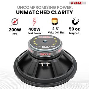 Subwoofer de Audio para Automóvil de 400 W y 12 Pulgadas, Imán Y30 de 50 Onzas, Graves Profundos, Reemplazo del Sistema de Sonido del Vehículo, Impedancia de 4 Ohmios, Modelo de Cono de Poliéster - Product Image 2